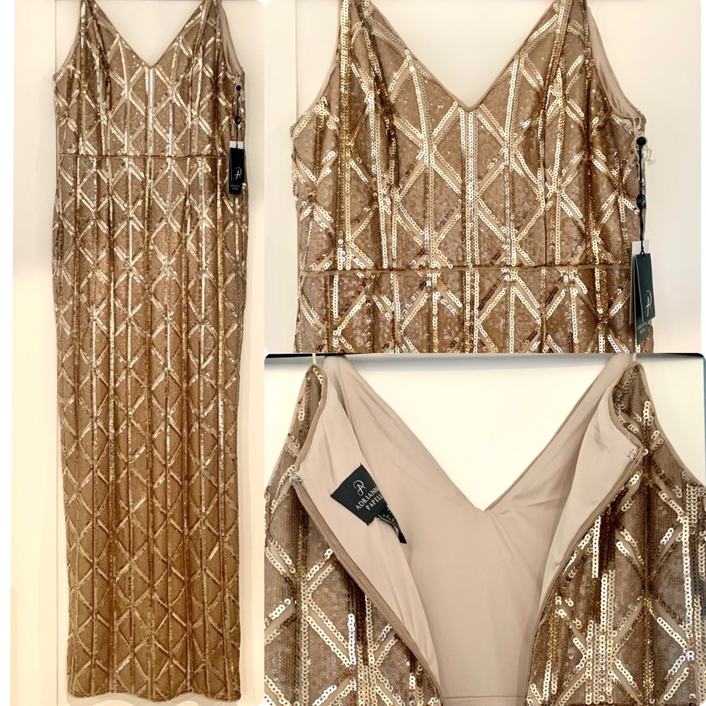 ADRIANNA PAPEL SEQUIN LONG DRESS
